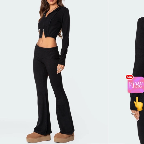 Edikted Black Flare Pants Set - Picture 1 of 3
